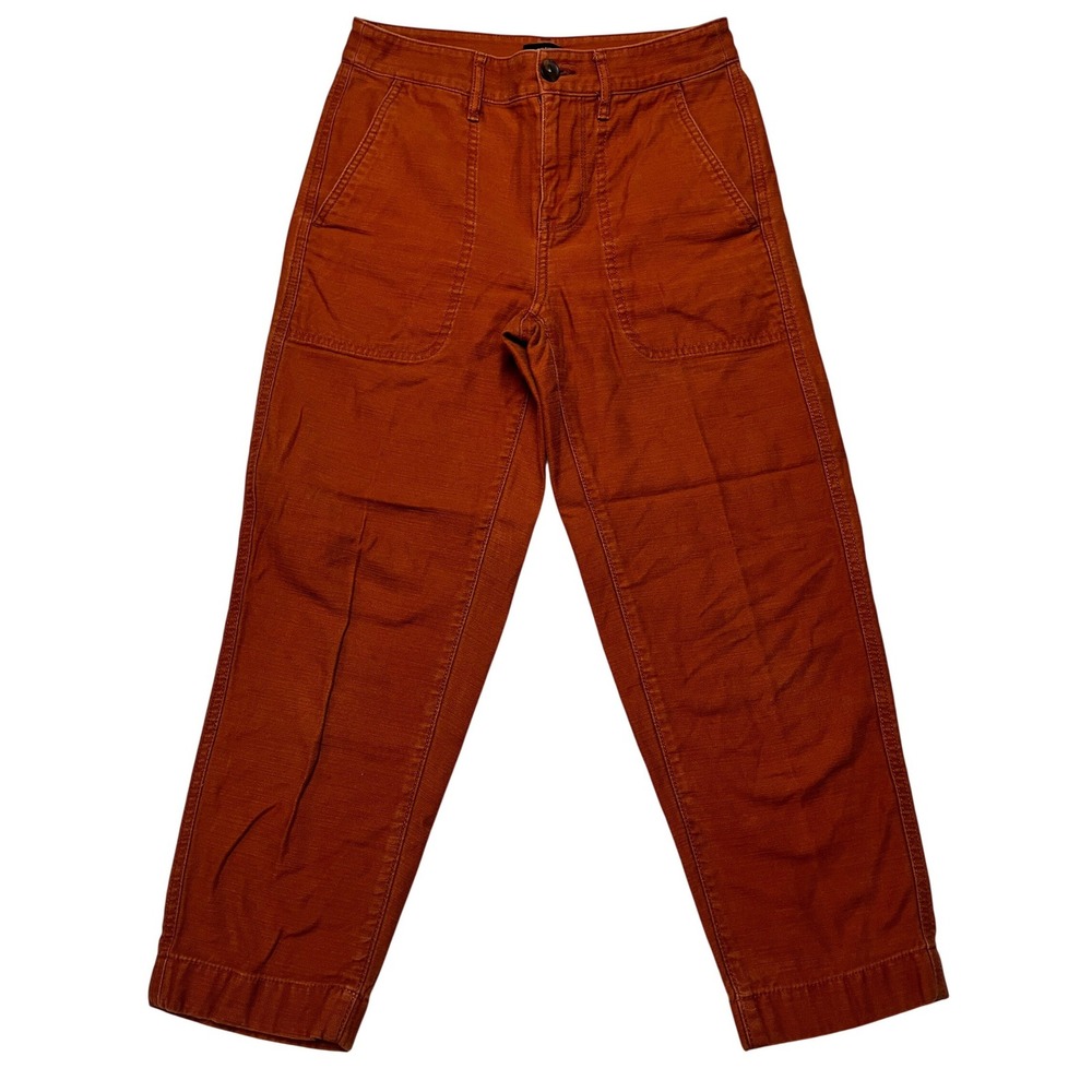 J.Crew Pant Womens 0P Orange Chino Straight Leg Cropped Utility Cotton 6826